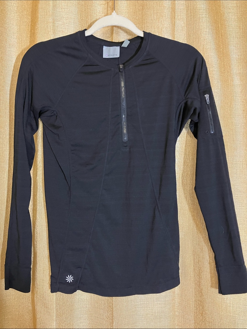 Athleta Black Long Sleeve Half-Zip Performance Top